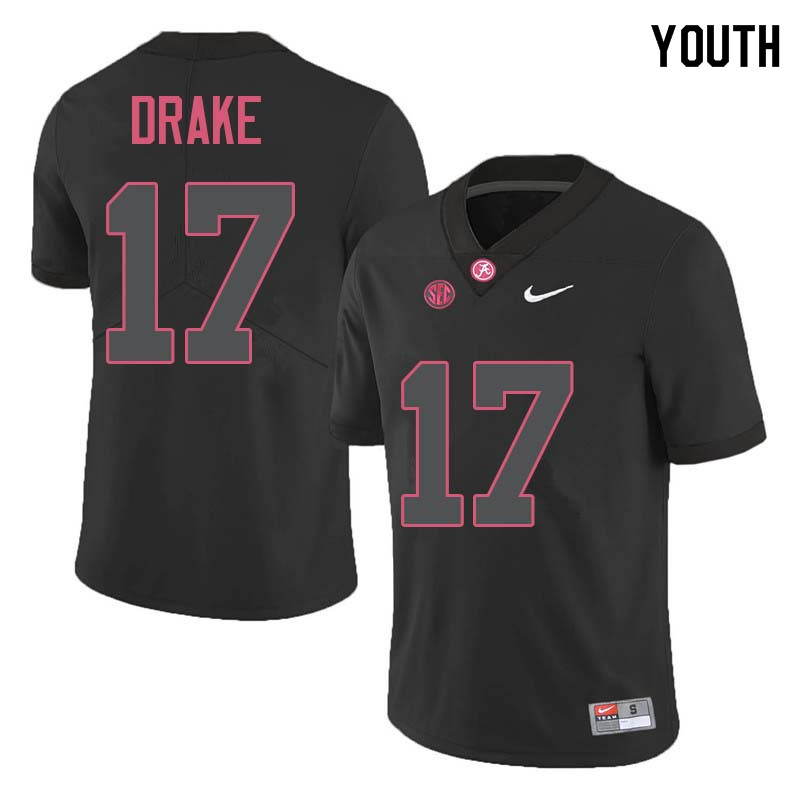 Youth #17 Kenyan Drake Alabama Crimson Tide College Football Jerseys Sale-Black